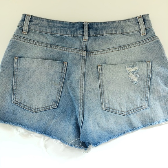 ASOS Denim Side Split Short in Limewash Blue - Picture 6 of 6
